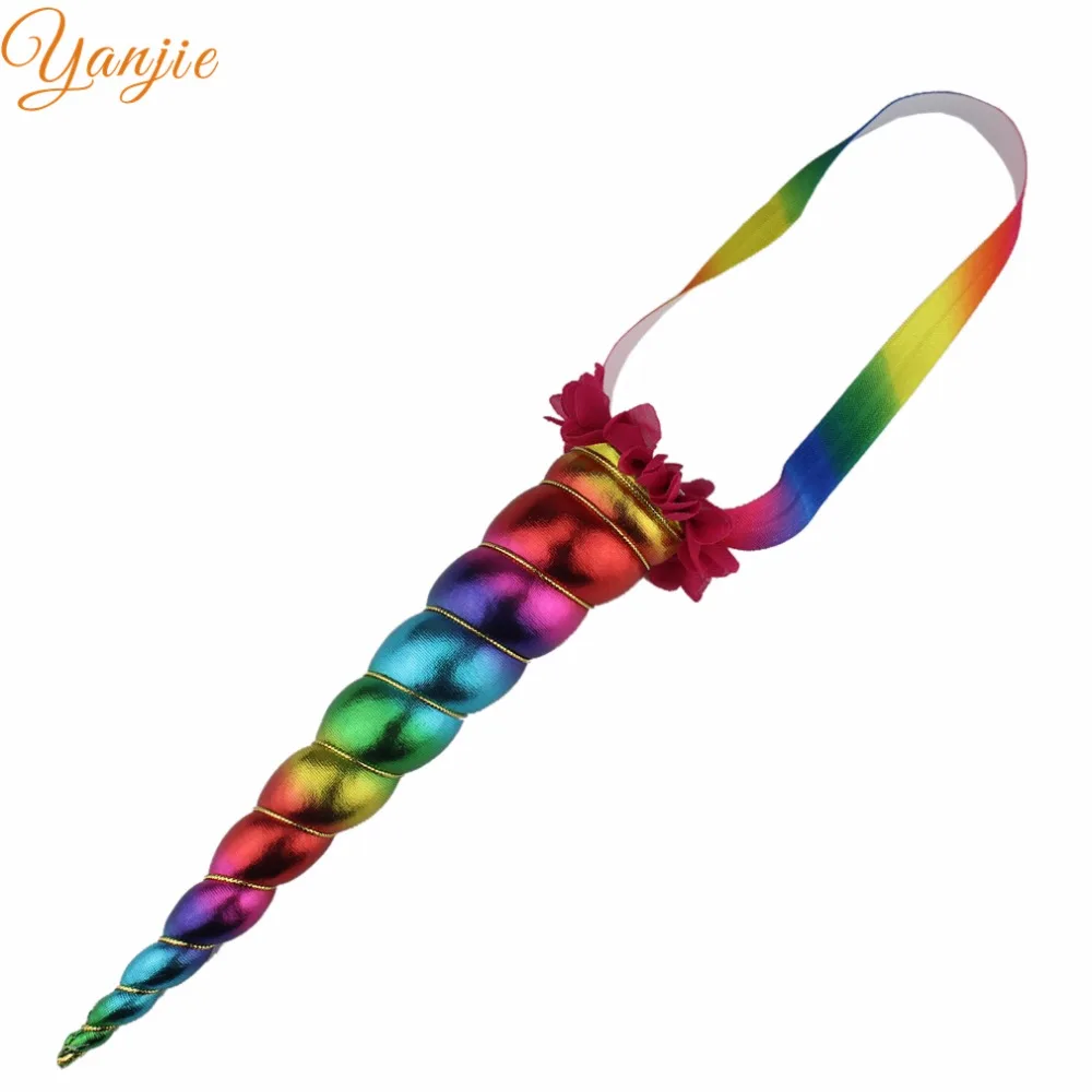 1PC Large Unicorn Headband Metallic Cosplay Festival Horse Horn Headband Trendy Girls Hair Accessories For Kids Headwear