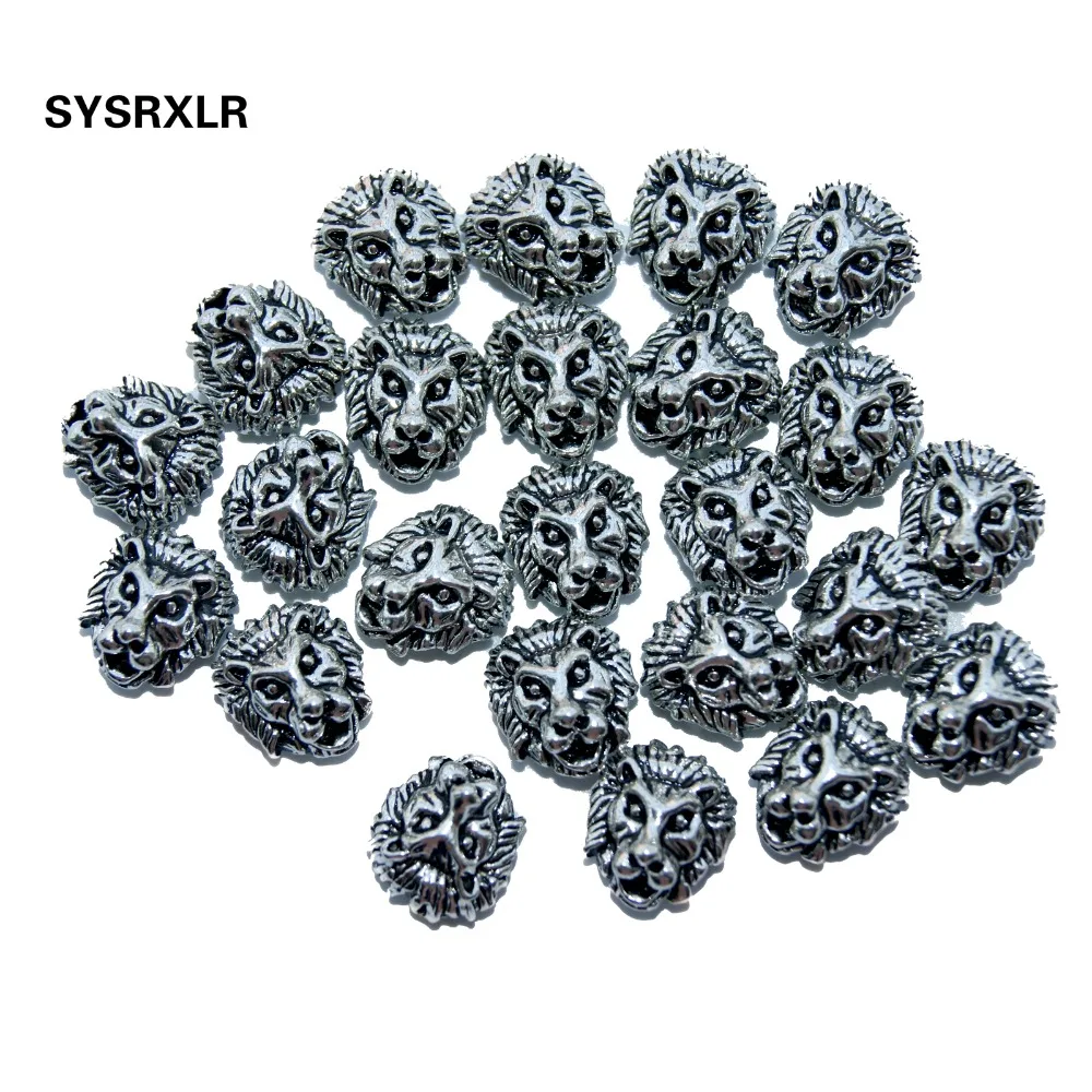 10Pcs/ Lot Metal Charms For Jewelry DIY Making Antique Sliver color Tibetan Lion Head Bead Spacer Beads For Strand Bracelet