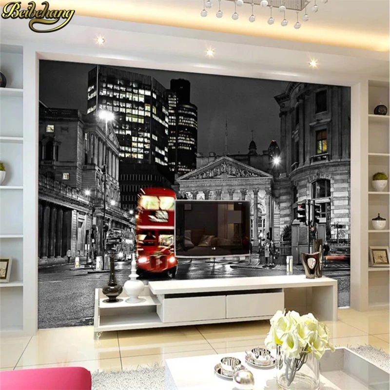 

beibehang photo European retro black white photos street architecture art 3D wall paper 3d mural wallpaper for living room