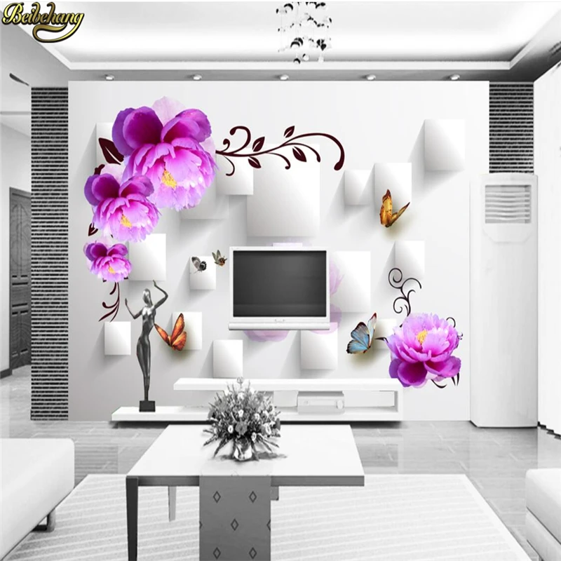 Beibehang Aangepaste Behang Grote Muurschildering Muurstickers 3D Doos Rozen Verse Stereo Tv Muur Papel De Parede