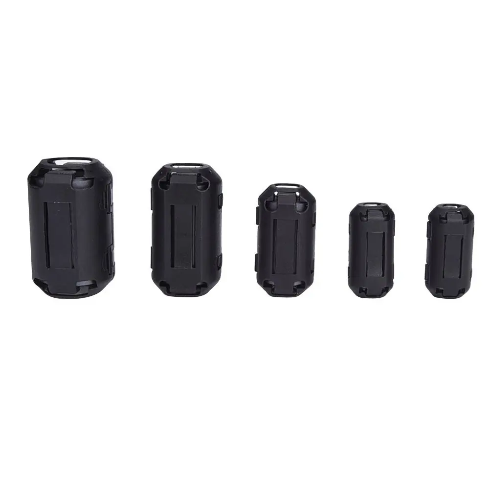 20 Pieces Clip-on Ferrite Ring Core RFI EMI Noise Suppressor Cable Clip for 3mm/ 5mm/ 7mm/ 9mm/ 13mm Diameter Cable, Black