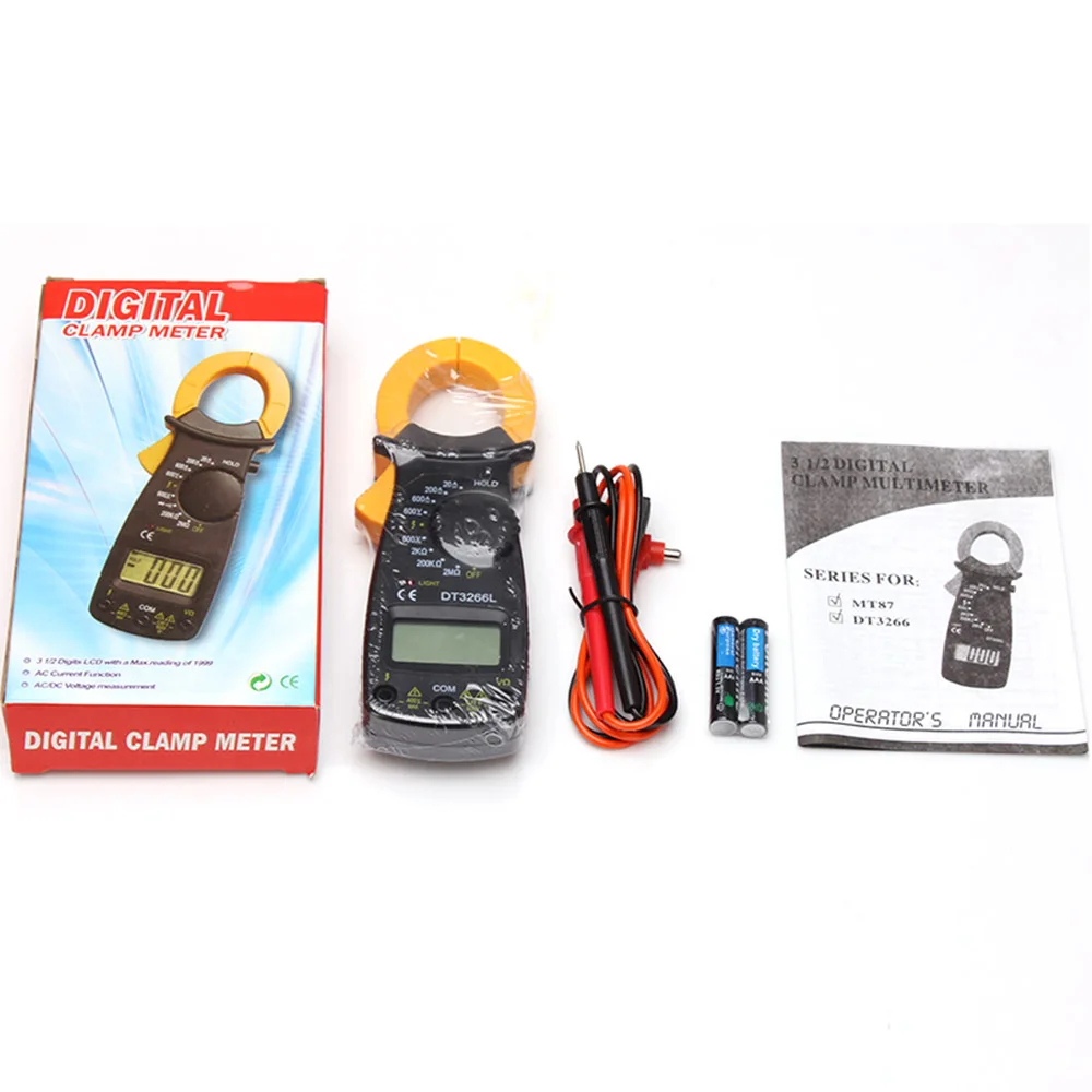 DT3266L clamp meter 3 1/2 digit LCD Digital Clamp Multimeter AC DC Voltage Electronic Tester Meter with Multimeter Pen