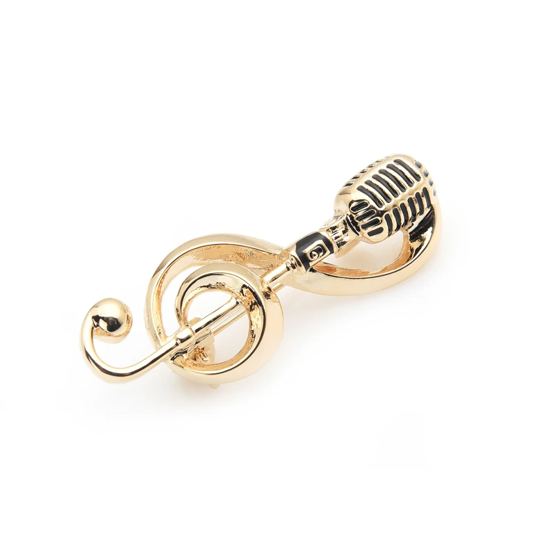 Wuli&baby Alloy Gold Color Microphone Music Note Brooches For Women And Men New Year\'s Gifts