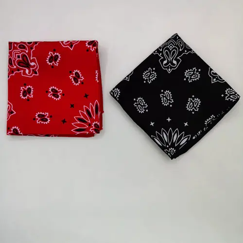 Imagen 2 del producto 68*68cm 100% algodón negro rojo Hip-Hop Paisley Bandanas bufanda Punk calavera Bandana diadema bufanda envolvente para hombres/mujeres