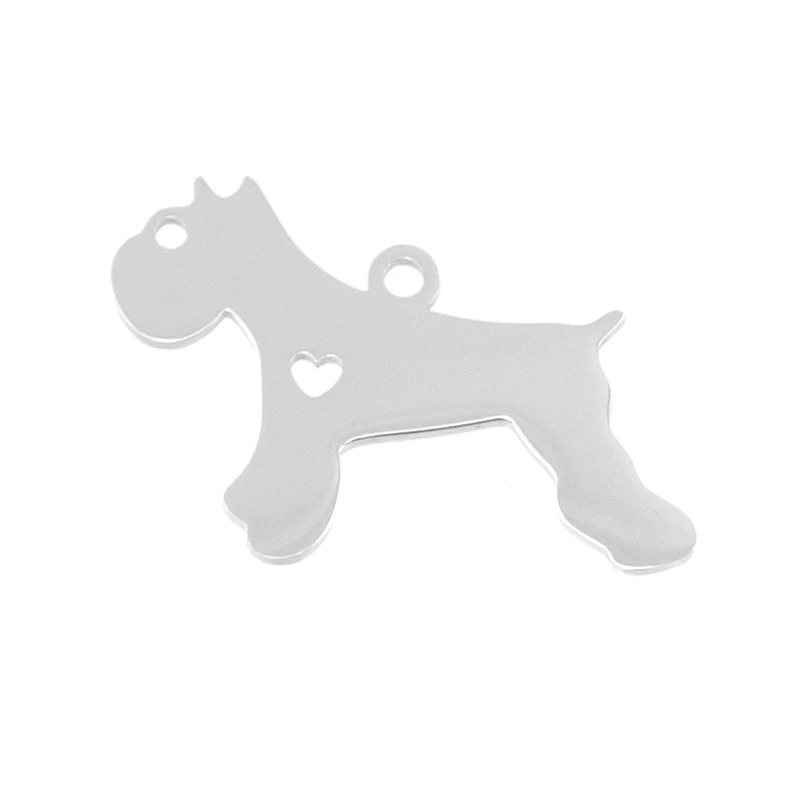 Love Schnauzer dog Stainless steel Pendant for dog heart puppy pet ID blank dog tag for print Mirror polish