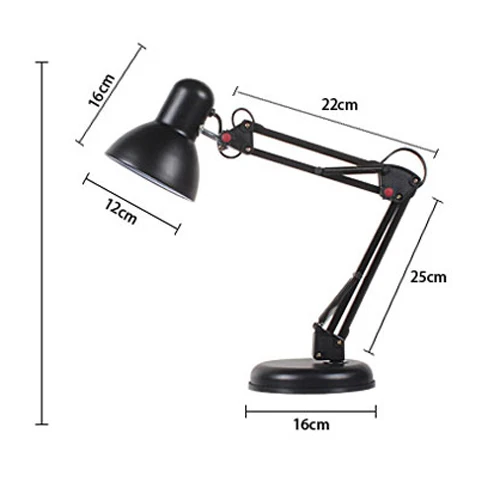 Dual usage vintage style led lamp eye protection bedside lamp holder long arm iron folding clip