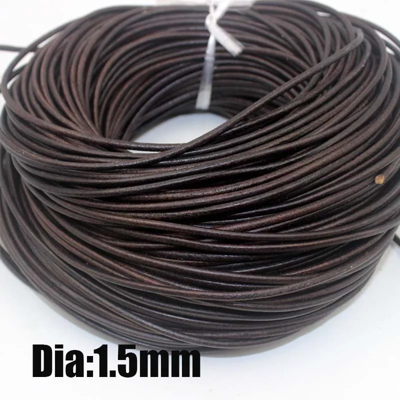 2 Meter hochwertiges Retro-Lederband aus echtem Leder, 1,5–10 mm, runder/flacher Strang, Rindsleder-Seil, passend für Halsketten, Armbänder, DIY-Schmuck