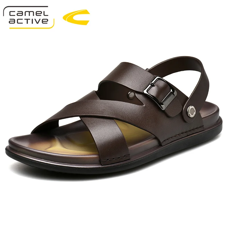 

Camel Active 2019 New Genuine Leather Men Sandals Shoes Fretwork Breathable Fisherman Shoes Style Retro Fashion Summer Men Shoes