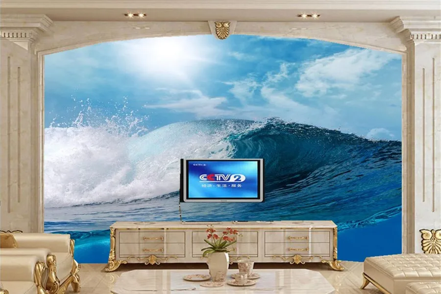 

Custom mural wallpaper papel de parede,Waves Sea Ocean Nature wallpaper,hotel living room TV sofa wall kids bedroom wallpaper