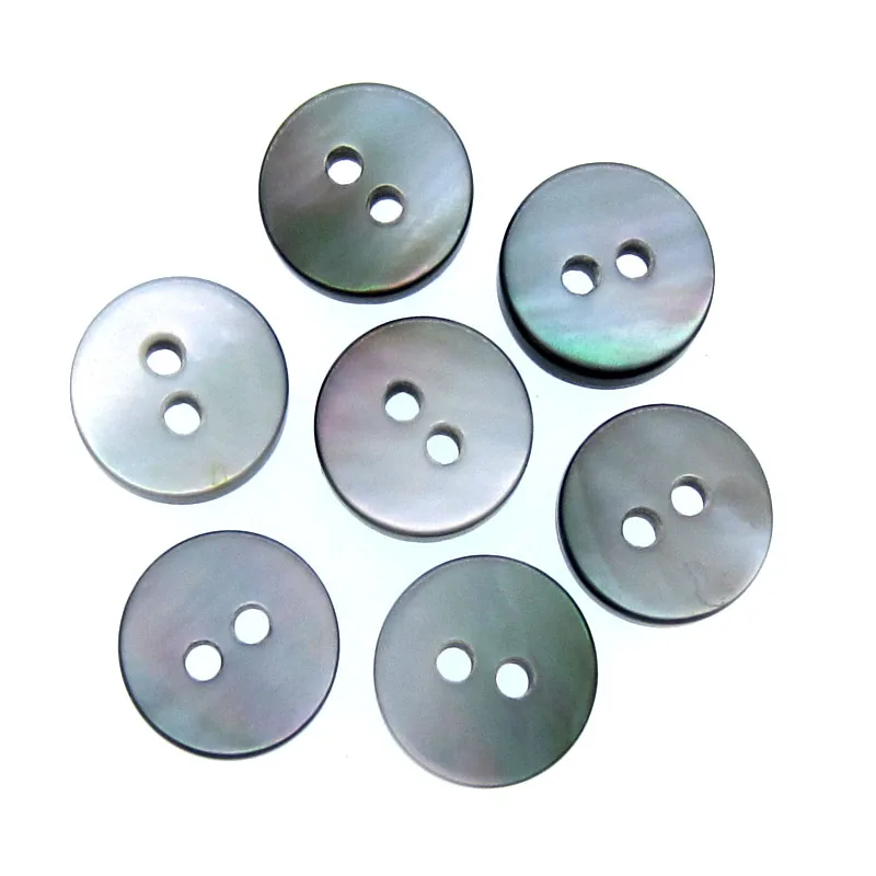 50Pcs Black mother of pearl shirt buttons natural shell buttons black iridescent 2 holes Buttons 10mm