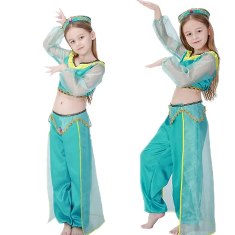 

Halloween Sexy Jasmine Princess Kids Aladdin Dance Dress Christmas Performance Cosplay Party Outfit