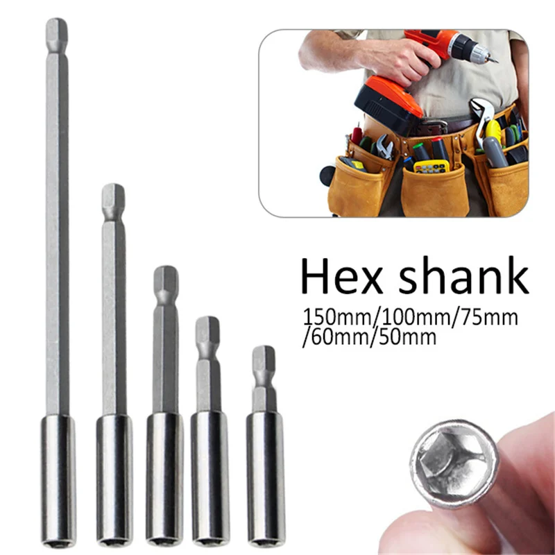 1/4 Hex Shank Screwdriver Tip Magnetic Holder Hand Tool Socket Extension Tool 100mm/75mm/60mm/50mm