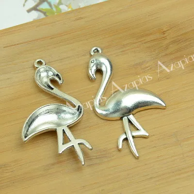 flamingo pendant DIY alloy charm accessory wholesale antique silver animal  bird shape free shipping top quality choker bracelet