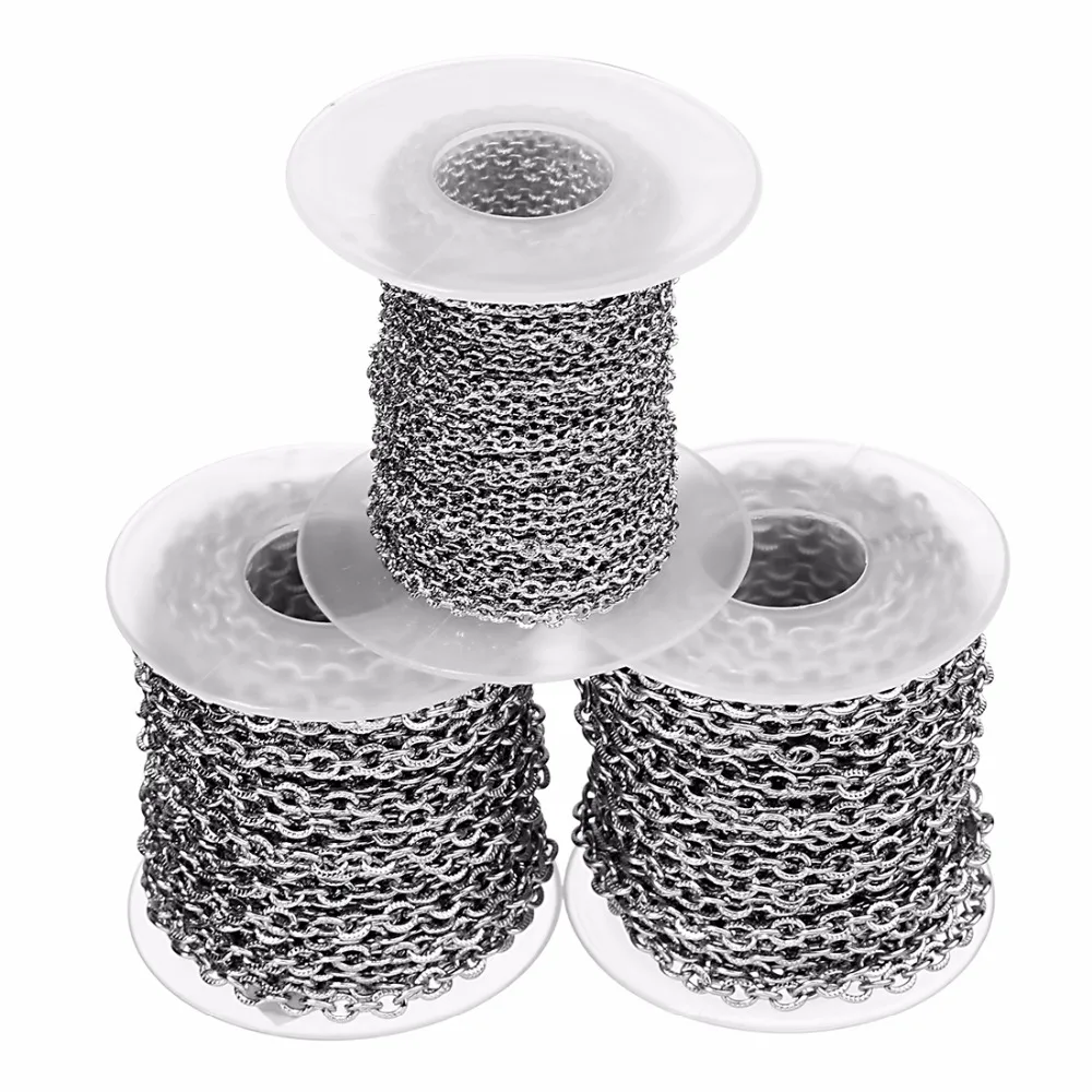 

LOULEUR 10yards/roll2.5/3/4mm Stainless Steel Necklace Chains Bulk Fit Necklaces Bracelets Link Chain Jewelry Making Findings