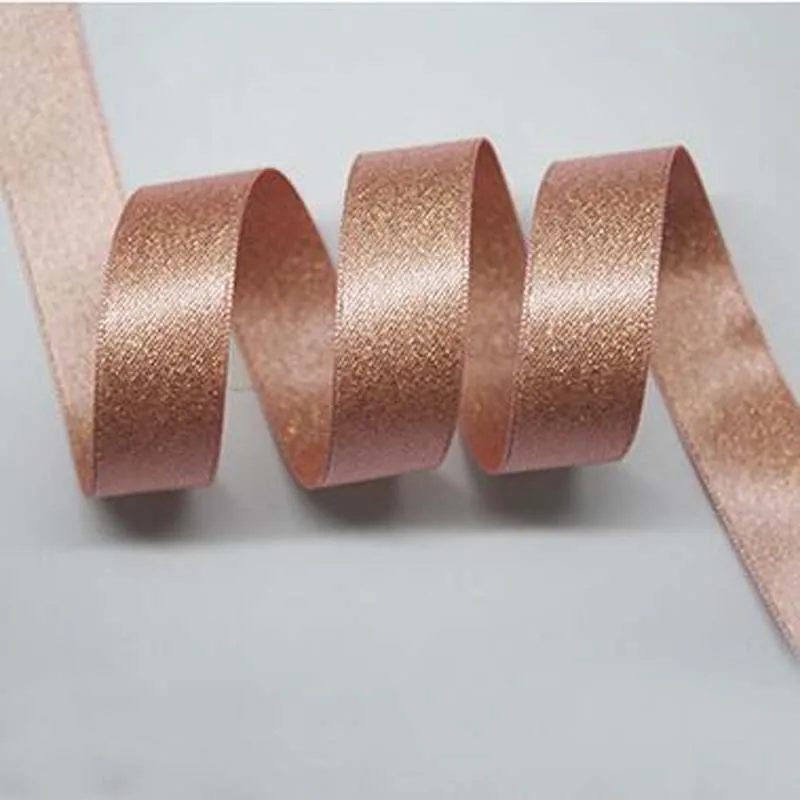 10 Yards 22MM Gold Wire Ribbon Satin DIY Welfare Gifts/Wedding Decoration DIY Hand Materials Gift packaging Band Double Sided