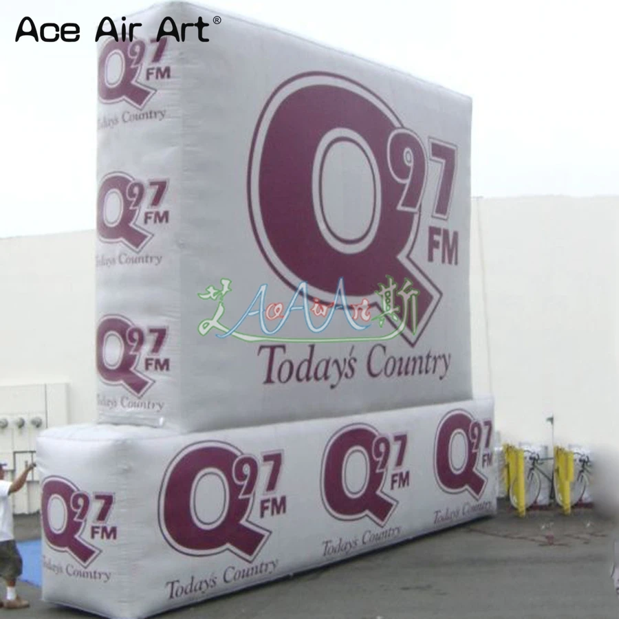 Giant Design Full Printing Inflatable Logo Wall Blow Up Signs Advertising Symbol with Base for Sale