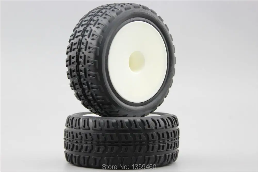 4pcs 1/10 Buggy Off Road Tire Tyre Front&Rear Dish White Wheel Rim Fit for 1:10 4WD Buggy Car 1/10 Tire 25024+27009