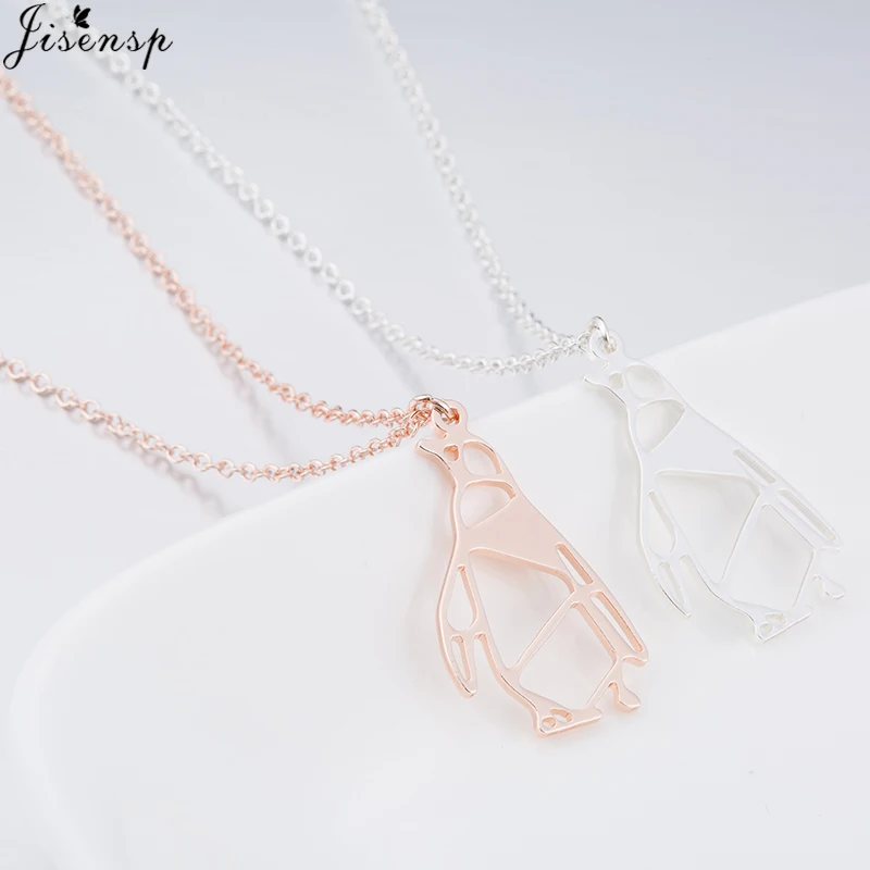 Jisensp Necklace 2024 Lucky Origami Penguin Necklace for Women Lovely Vivid Animal Penguin Pendant Necklace Trendy Jewelry