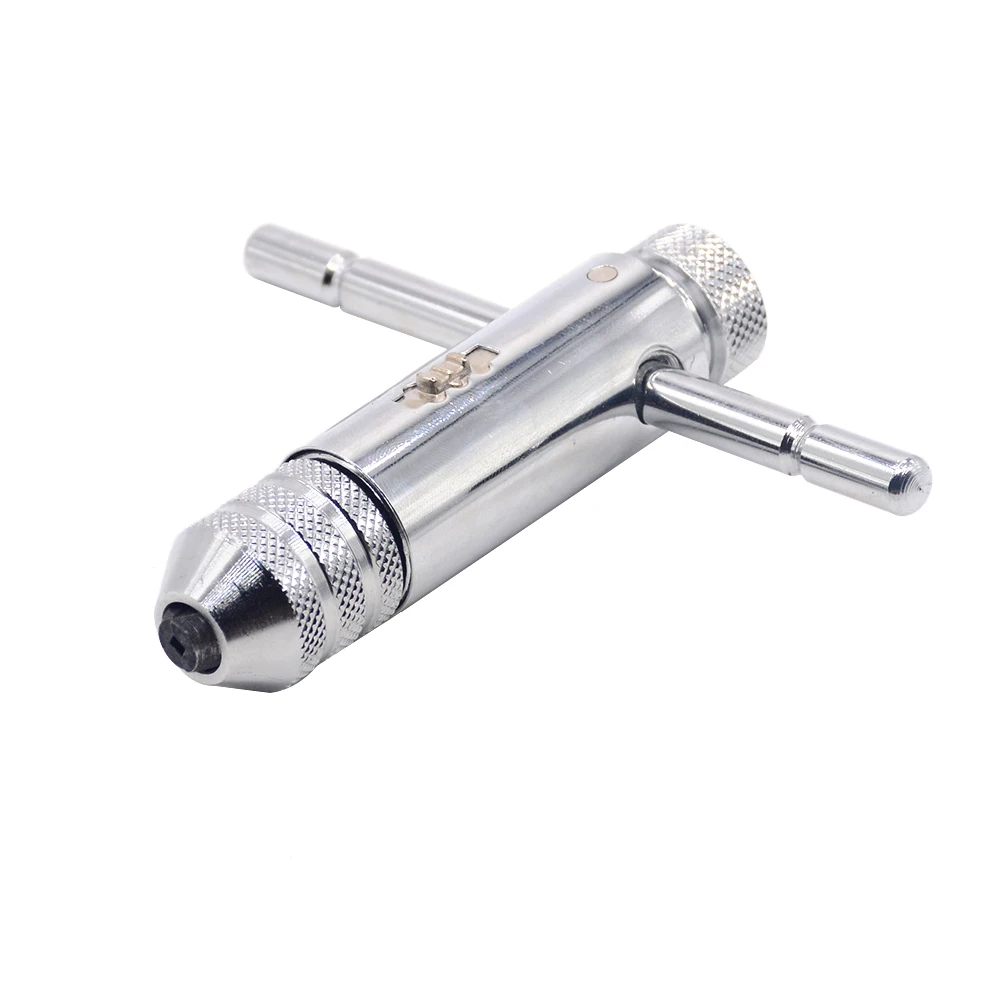 Wrench set: 1PC Adjustable 3-8mm T-Handle Ratchet Tap Wrench with M3-M8 Machine Screw Thread Metric Plug Tap Machinist Tool