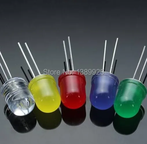 Free Shipping 100Pcs F10 10MM 5 Colors LED Diode Red White Yellow Green Blue