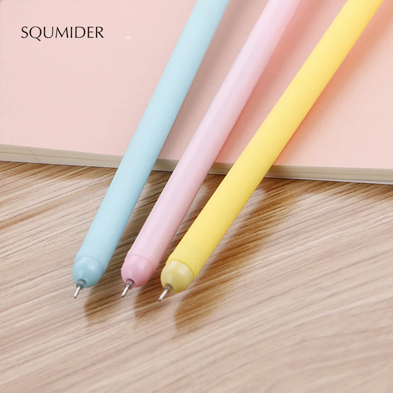 SQUMIDER 0.5mm 2pcs 3 Colors Creative Coffee Rabbit Gel Pen Kawaii Soft Silicone for Kids Gift Office School Supplies