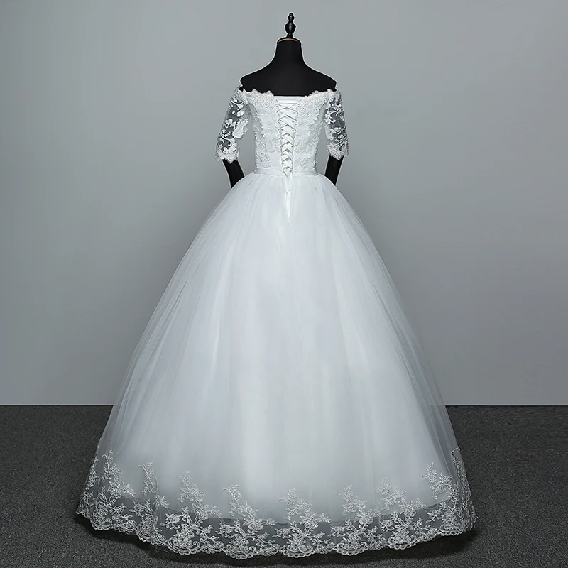 Robe de Mariée en Dentelle Brodée avec Fleurs et Papillon, Col Bateau, Style Princesse, Éducatif, Nouvelle Collection 2023