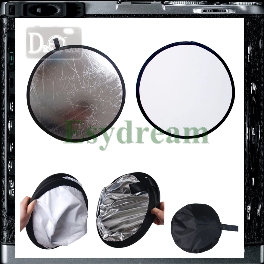 32'' 80cm Silver White Double Side 2in1 Light Collapsible Soft Disc Reflector Diffusor Panel For Outdoor Indoor Studio 32inch