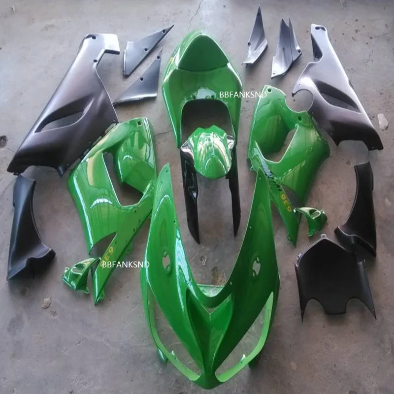 High quality Motorcycle Fairing kit for KAWASAKI Ninja ZX6R 636 05 06 ZX 6R 2005 2006 zx6r ABS All Green black Fairings set