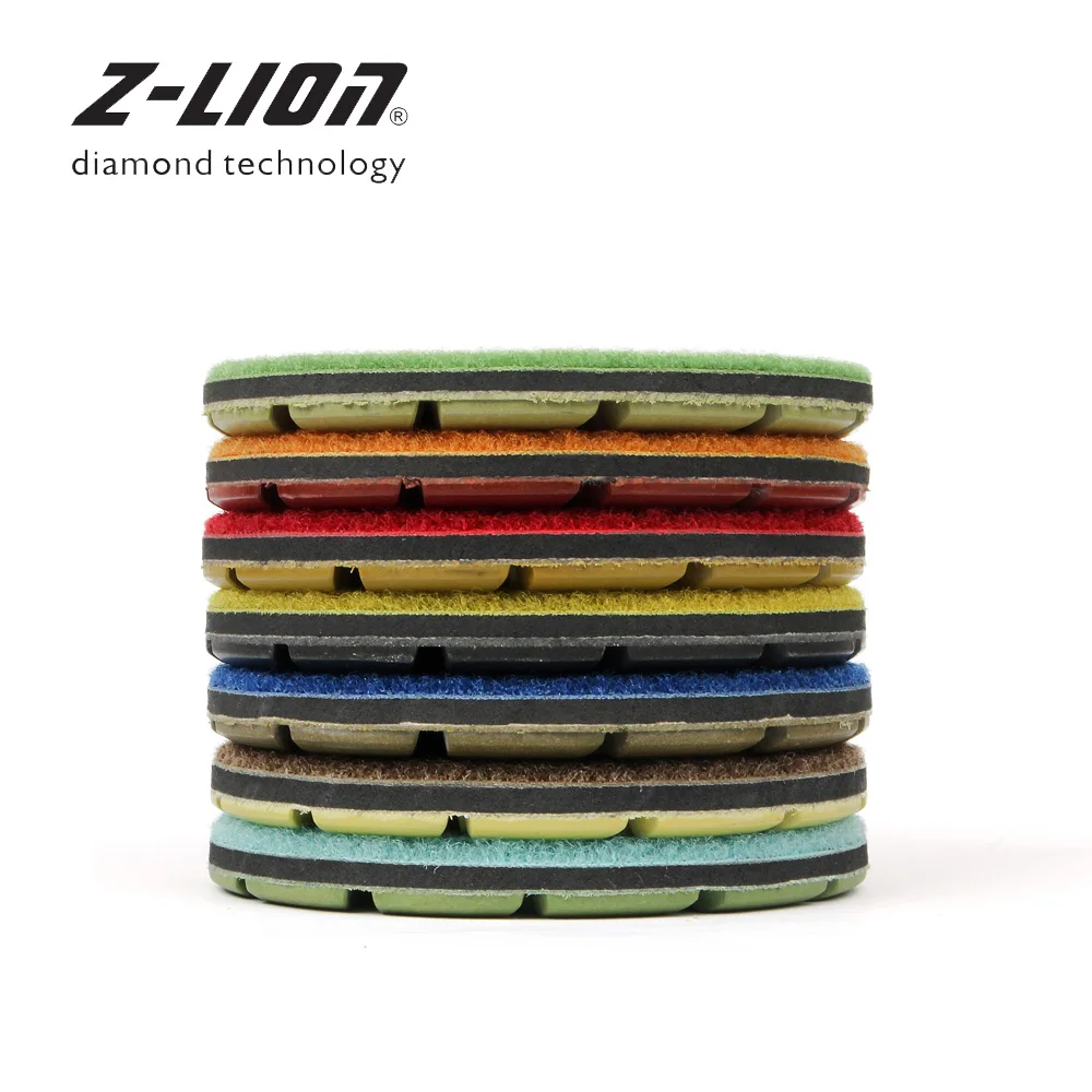 Z-LEAP 7Pcs 3.5 Inch Diamond Floor Grinding Pad Resin Bond Wet Polishing Abrasive Disc For Stone Marble Granite Ceramic Buffing