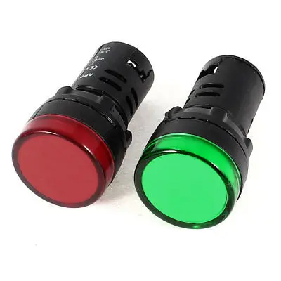 2 x AD16-22D/S Green/Yellow/White/Blue/Red LED Pilot Signal Light Panel Indicator Lamp 22mm DC 12V/24V AC220V/380V