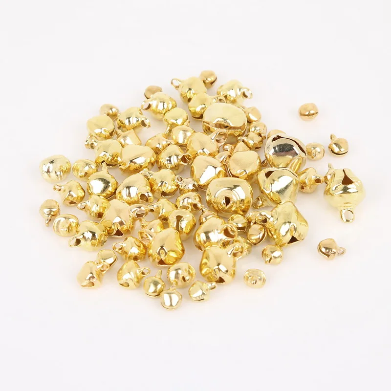 6/8/10/12/14mm Jingle Bells Gold Color Iron Loose Beads with Sounds Festival Christmas Party Decoration DIY Crafts Accessories