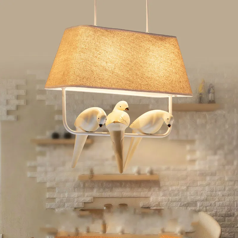 

Rural village bird pendant Nordic restaurant dining room bedroom lamp creative personality cafe three head lamps and lanterns