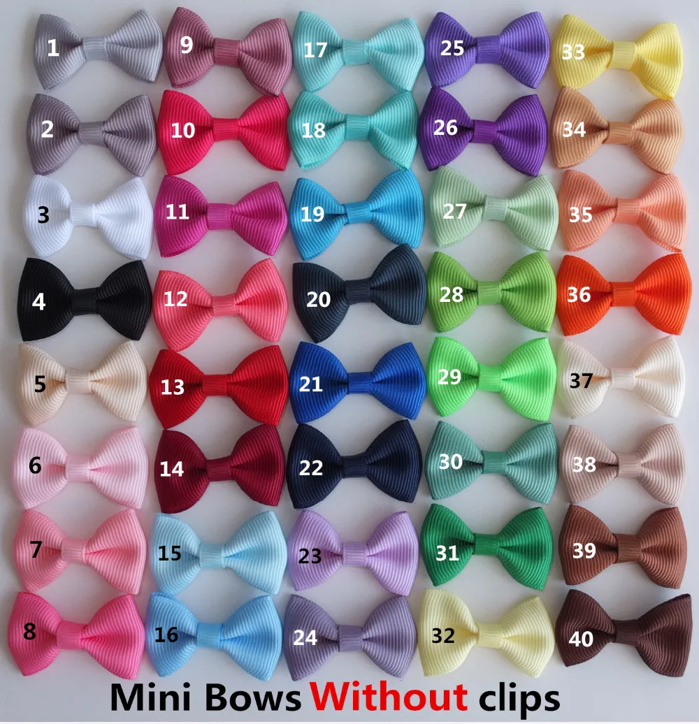 1.5 inch Mini bows WITHOUT clips Grosgrain bow DIY for Headwear Hair bow Hair clips Supply Garment Sewing Accessories 40 pcs/lot