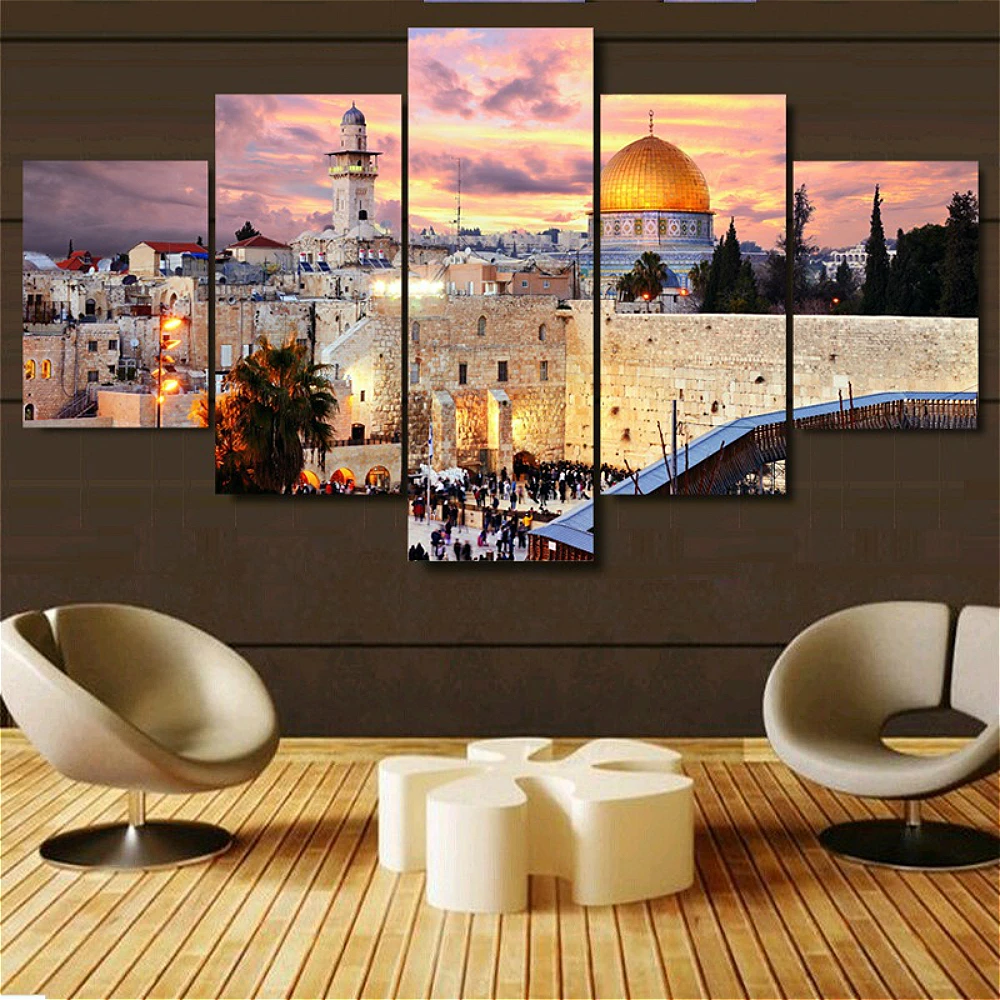 

Jerusalem Sunset Landscape Print Poster Wall Art Picture Canvas Painting for Dining Room Home Decor Islamism Church Art Dropship