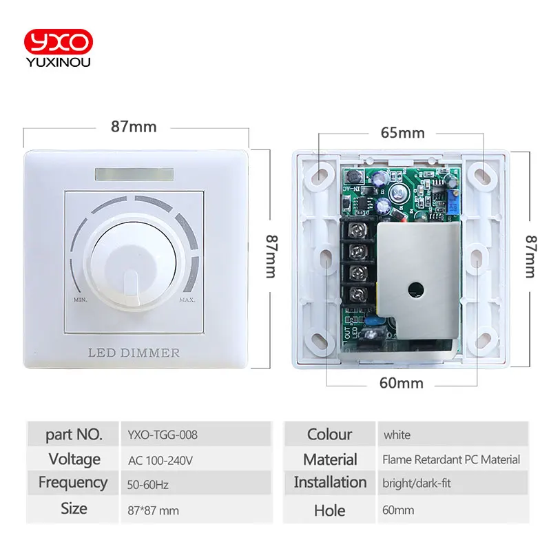 AC COB LED grow Chip thyristor dimmer 200W infrared remote dimmer switch trailing edge phase Driverless LED down light dimmer