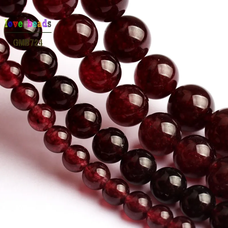 Garnets Stone Beads Dark Red Jades Round Beads for DIY Bracelet Jewelry Making 15\