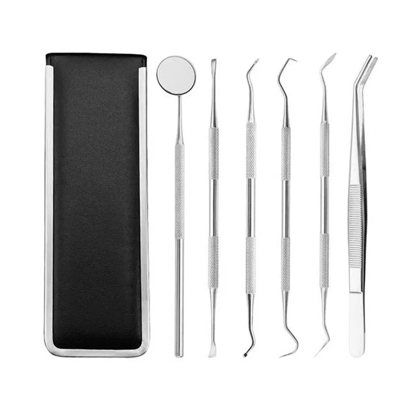 Dental Hygiene Tools Oral Cleaning Kit for Home Use to Remove Plaque Calculus Stainless Steel Anti Fog Mouth Mirror Tweezers