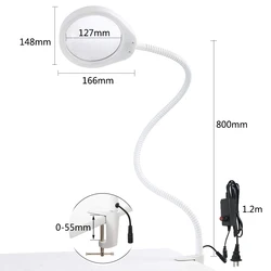 8X 10X 20X Desk LED Magnifying Glass Illuminated Magnifier Lamp Loupe Reading/Rework/Soldering 3X 5X 8X 10X Lengthen Arm