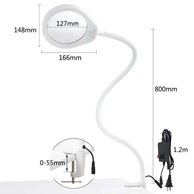 8X 10X 20X Desk LED Magnifying Glass Illuminated Magnifier Lamp Loupe