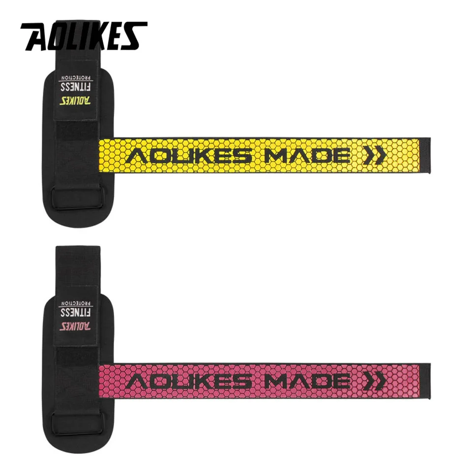 AOLIKES 1 Pair Gym Fitness Weight lifting Grip Straps Dumbbell Hand Grips Training Wrist Support Bands for barbell Pull up