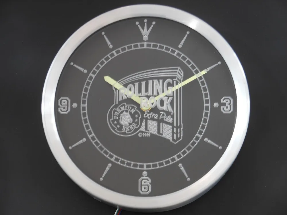 nc0474 Rolling Rock Beer Neon Light Signs LED Wall Clock