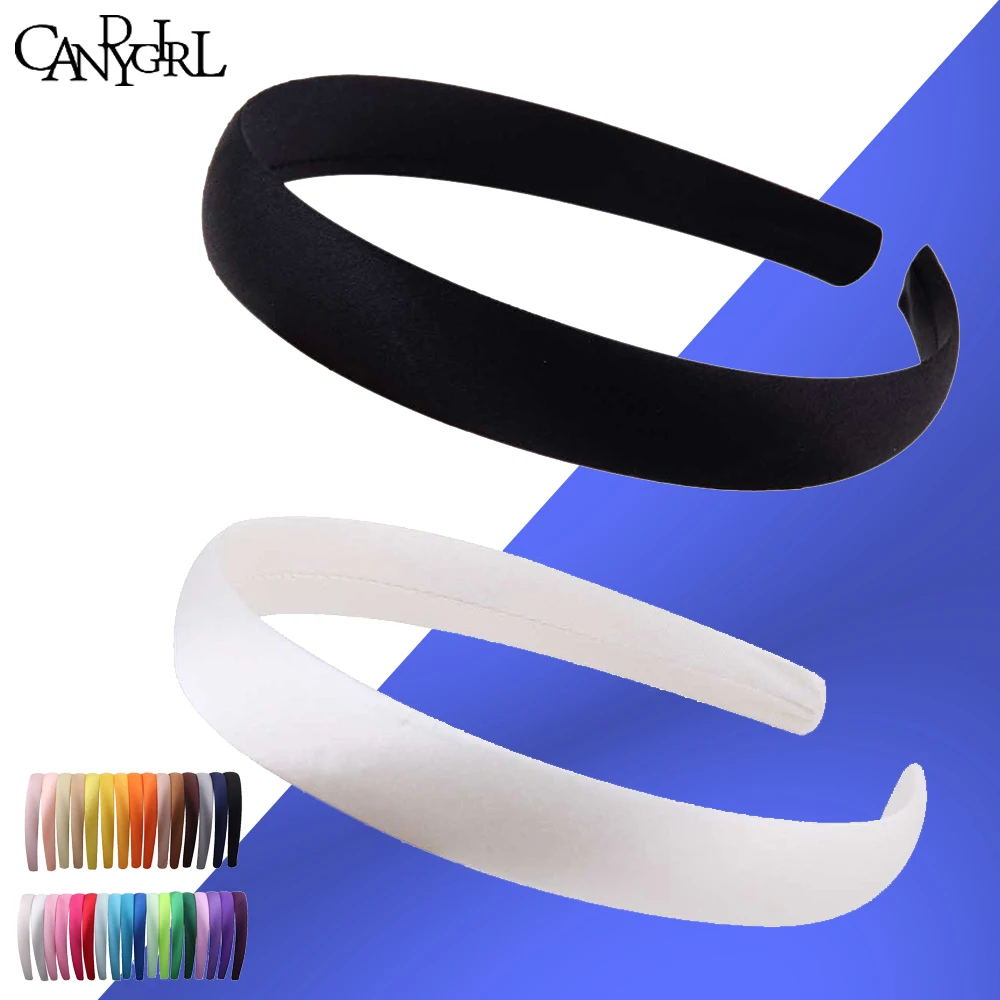 1pc 1.5cm 2cm DIY Headband Ribbon Hairband Women Covered Hair Accessories Multicolor Headpieces Satin Jewelry Boho Headwear