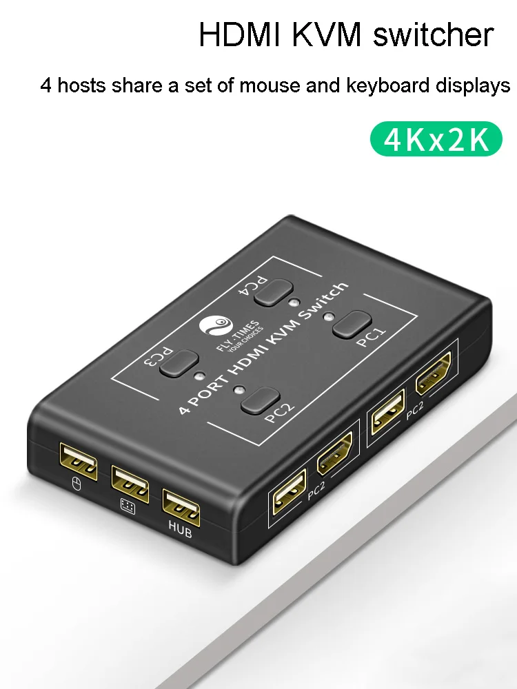 HDMI KVM Switch Switcher HD 4 Input 1 Output Splitter Sharing 4 Devices for Mouse Keyboard Monitor