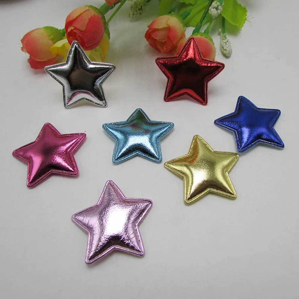 100pcs/lot Glossy Cute PVC Stars padded applique Crafts for headwear bag shoe garment DIY accessories