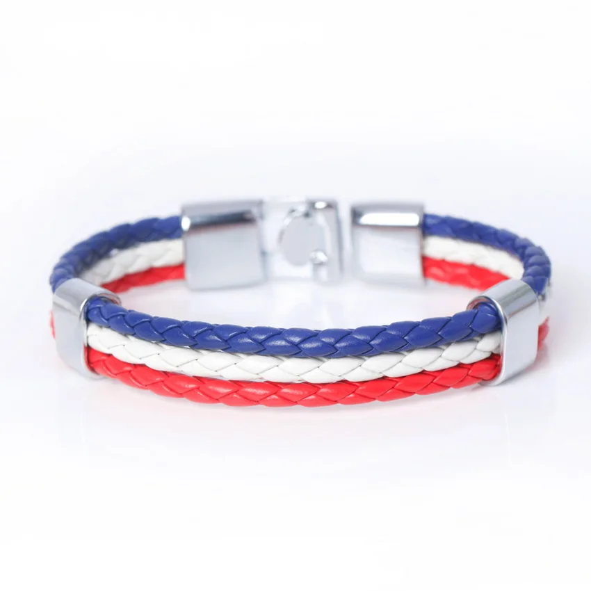 TYO New Fashion Braided Surfer Bandage National Spain Flag Leather Bracelets Trendy Sporty Friendship Bangles For Men Women