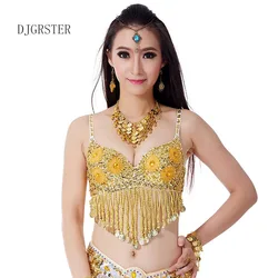 DJGRSTER Women Stage Dance Wear Oriental Dance Sequined Tassels Beaded Bra Bellydance Top 1 pcs Costumes for Belly Dance