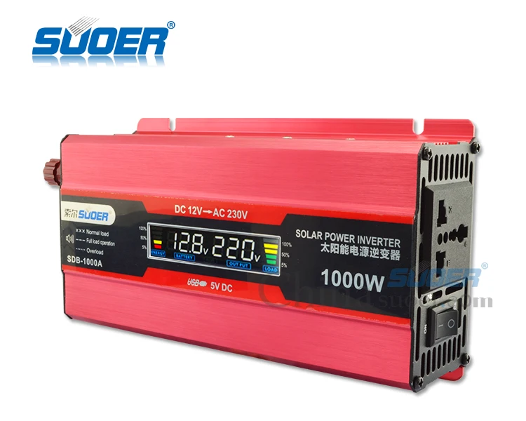 Imagem -03 - Suoer 12 Volts 220 Volts Inversor de Potência 600w com Display Lcd Sdb1000a