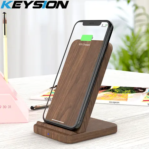 Wooden Qi Wireless Charger 15W for iPhone and Samsung keysion