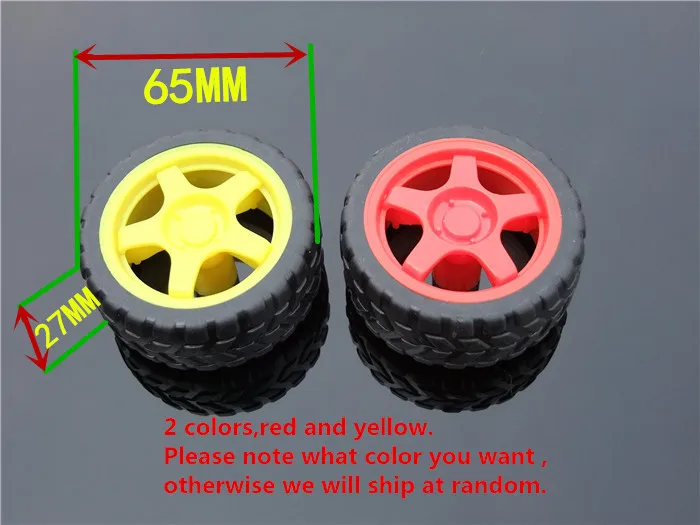 1pc K352 65mm Diameter Toy Car Rubber Tire TT Robot Deceleration Motor Wheel DIY Car