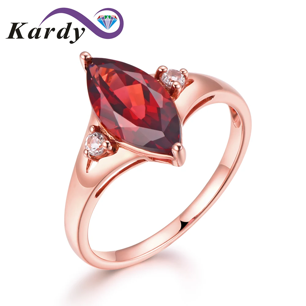 

Amazing Unique Natural Garnet Gemstone Marquise Solid 14K Rose Gold Wedding Engagement Diamond for Fashion Women Band Ring